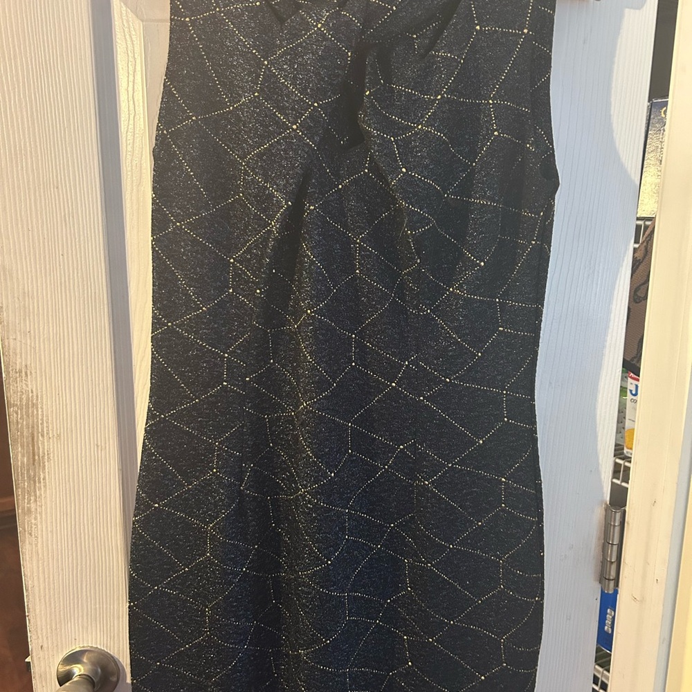 Navy and Gold Geometric Dress